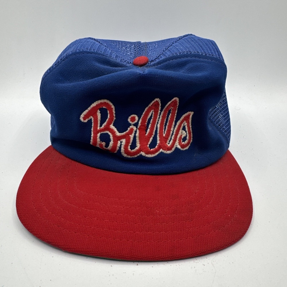 Vintage 70s New‎ Era Buffalo Bills Trucker Hat Cap Snap Back NFL Football Script
